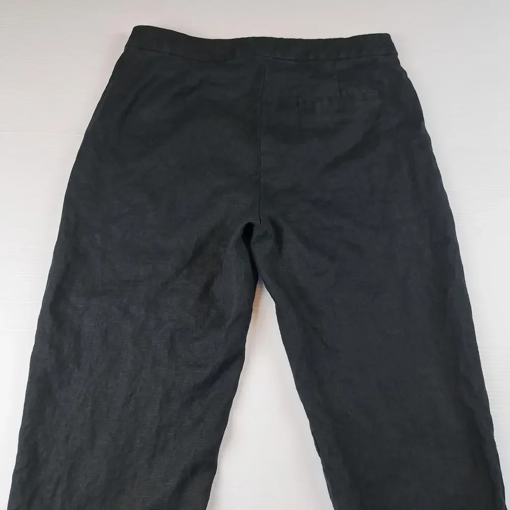 Banana Republic Pants Womens 10 Black 100% Linen Ankle Lightweight Career Office